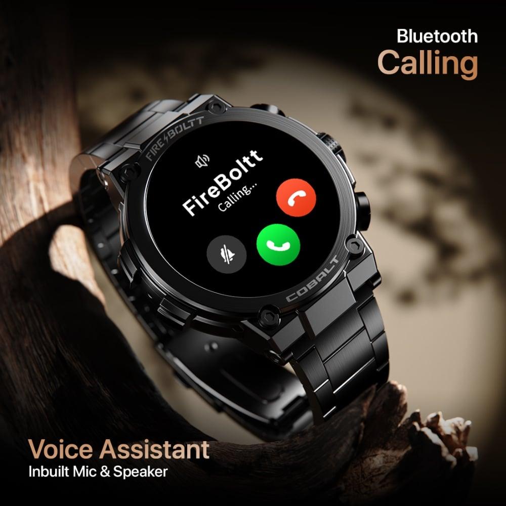Fire-Boltt Cobalt 3.63 cm (1.43 inch) AMOLED Display, BT Call, 300+ Sports Modes, 4 GB Storage, IP67 Smartwatch, Black